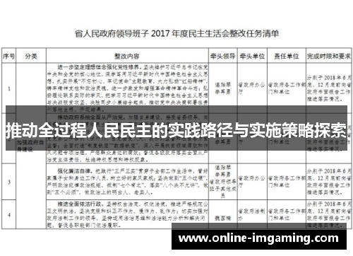 推动全过程人民民主的实践路径与实施策略探索